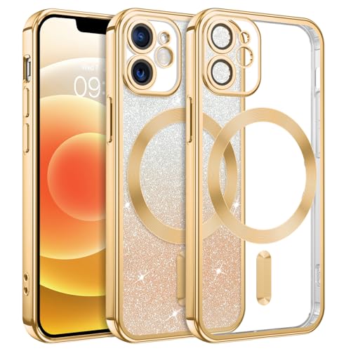 DUEDUE Schutzhülle für iPhone 12 Mini, magnetisch, kompatibel mit MagSafe, Farbverlauf, Glitzer, stoßfest, schlank, Schutzhülle mit Glitzer, glitzernd, für Apple iPhone 12 Mini 5,4 Zoll, Gold/Glitzer DUEDUE Schutzhülle für iPhone 12 Mini, magnetisch, kompatibel mit MagSafe, Farbverlauf, Glitzer, stoßfest, schlank, Schutzhülle mit Glitzer, glitzernd, für Apple iPhone 12 Mini 5,4 Zoll, Gold/Glitzer von DUEDUE