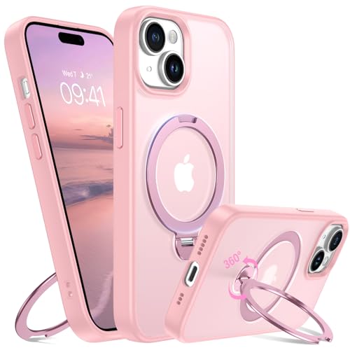 DUEDUE Schutzhülle für iPhone 15, mit 360° drehbarem Magnetständer, kompatibel mit Magsafe, 4,8 m Militärschutz, durchscheinend, matt, dünn, für iPhone 15, Ringständer, 15,4 cm, Rosa DUEDUE Schutzhülle für iPhone 15, mit 360° drehbarem Magnetständer, kompatibel mit Magsafe, 4,8 m Militärschutz, durchscheinend, matt, dünn, für iPhone 15, Ringständer, 15,4 cm, Rosa von DUEDUE