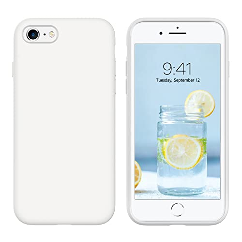 DUEDUE for iPhone SE 2022 Case, iPhone SE 2020 Phone case, iPhone 7/8 case Liquid Silicone Gel Rubber Phone Case Slim Soft Microfiber Lining Protective Phone Case iPhone SE/8/7 4.7 inches, White von DUEDUE