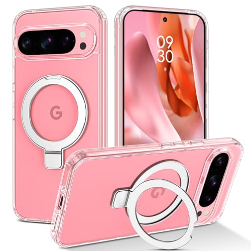 DUEDUE für Google Pixel 9 Hülle Mag-Safe, Google 9 Pro Hülle mit unsichtbarem Ständer [Kompatibel mit Magsafe] Schützende Stoßfeste Transparente Handyhülle für Google Pixel 9/9 Pro-klar von DUEDUE
