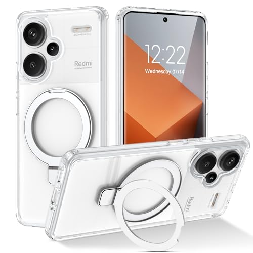 DUEDUE für Xiaomi Redmi Note 13 Pro+ Hülle Mag-Safe, [kompatibel mit Magsafe] mit unsichtbarem Ständer Schützende Stoßfeste, Transparente Handyhülle für Xiaomi Redmi Note 13 Pro+ 5G 6.67" von DUEDUE