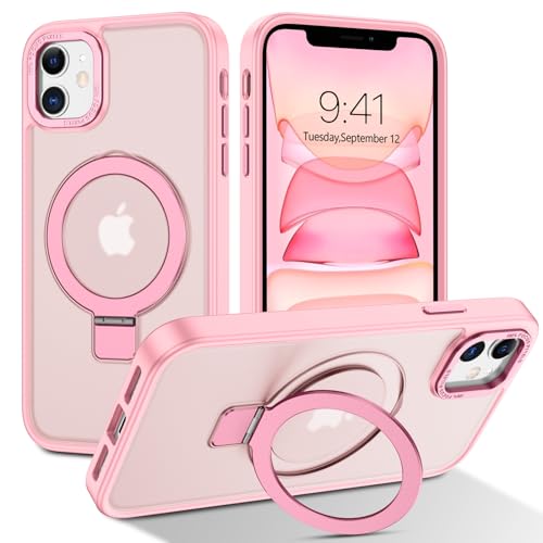 DUEDUE für iPhone 11 Hülle Mag-Safe, Handyhülle mit Unsichtbarem Ständer [Kompatibel mit Magsafe] Schützende, Stoßfeste, Clear Ring Mann und Frau Handyhülle für iPhone 11 6,1" Rose von DUEDUE