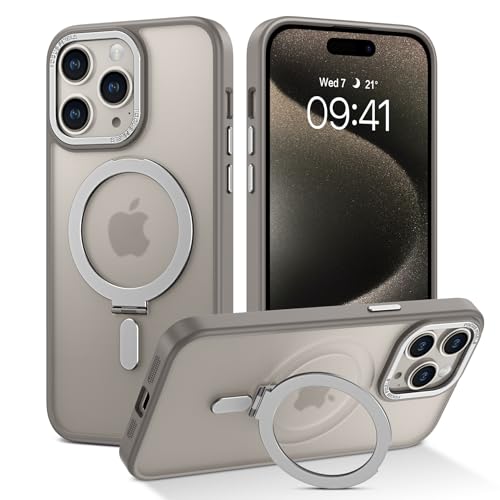 DUEDUE für iPhone 15 Pro Max Magnetische Hülle mit unsichtbarem Ständer [kompatibel mit Magsafe], Ganzkörperabdeckung, schlanke, transparente, stoßfeste Handyhülle für Apple iPhone 15 Pro Max 6,7 von DUEDUE