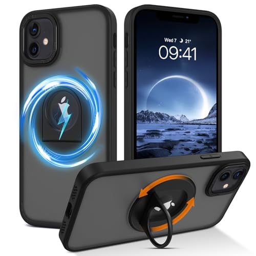 DUEDUE iPhone 11 Hülle Mag-Safe mit Ring, Hülle iPhone XR Handyhülle Mag-Safe Hülle iPhone 11 Kamerahalterung Stoßfeste Schutzhülle Silikon TPU für iPhone XR/11 Hülle mit Ring Magnetische 6.1" Schwarz von DUEDUE