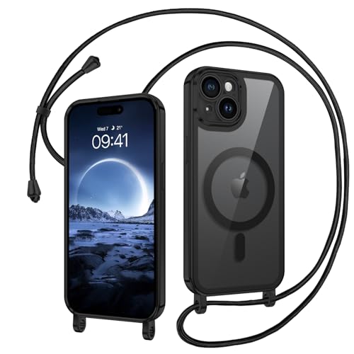 DUEDUE iPhone 15 Hülle mit Band, Handykette iPhone 15 Handyhülle mit Mag-Safe mit Band Stoßfeste Schutzhülle Soft Silikon TPU für iPhone 15 Hülle Mit Mag-Safe iPhone 15 Handykette 6.1" Schwarz DUEDUE iPhone 15 Hülle mit Band, Handykette iPhone 15 Handyhülle mit Mag-Safe mit Band Stoßfeste Schutzhülle Soft Silikon TPU für iPhone 15 Hülle Mit Mag-Safe iPhone 15 Handykette 6.1" Schwarz von DUEDUE