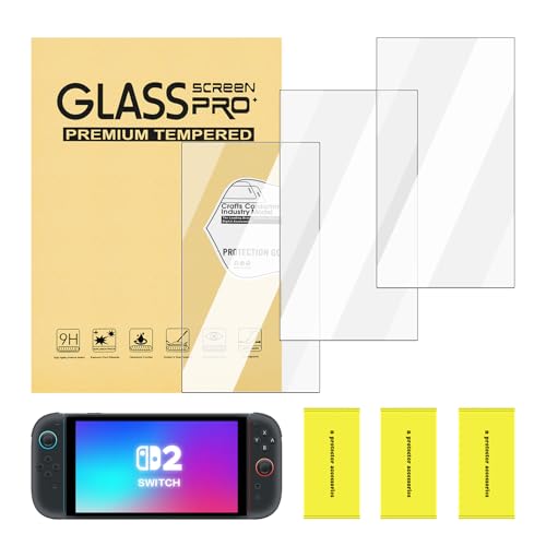 DUEQID 3 Displayschutzfolien Kompatibel mit Switch 2, Displayschutzfolie aus gehärtetem Glas No-Bubble Anti-Scratch Ultra Clear 9H Härte für NS Switch 2 von DUEQID