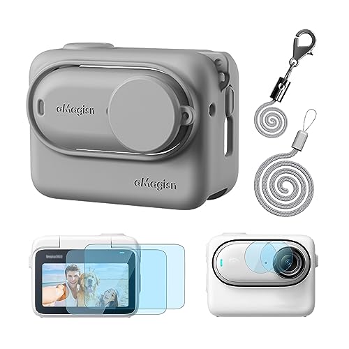 DUEQID Schützende Silikonhülle kompatibel mit Insta360 GO 3, 2 Bildschirmschutz und 2 Objektivschutzfolie kompatibel mit Insta360 GO 3(Gray) von DUEQID