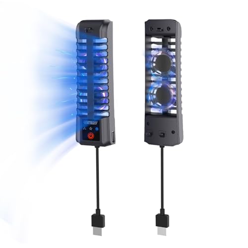 PS5 Slim Lüfter, Verstellbarer leiser Lüfter, PS5 Slim Kühlung mit RGB Licht und USB Anschluss, effizienter Lüfter für PS5 Slim Disc und Digital Edition von DUEQID