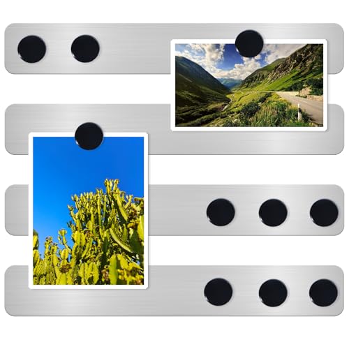 DUJEQM Magnettafel Memotafel, 30.77x3.77cm Magnetstreifen Selbstklebend Pinnwand Magnetisch Magnetleiste Magnetwand, Edelstahl Memoboard Magnetboard mit 10 Schwarz Magnete für Büro Dokumente, 4 Stück von DUJEQM