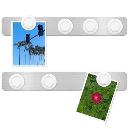 DUJEQM magnettafel Memotafel, 30.77X4.77cm Selbstklebend Magnetleisten pinnwand magnetisch magnetwand magnetleiste Edelstahl metallband memoboard mit 7 Weiß Magnete für Büro Fotowand Dokumente 2 Stück von DUJEQM