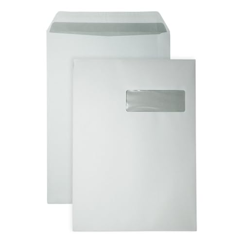 DULA - C4 Briefumschläge A4 Format weiß - Fenster rechts - 229 x 324 mm - 100 Stück - Selbstklebend mit Klebestreifen - 120 Gramm DULA - C4 Briefumschläge A4 Format weiß - Fenster rechts - 229 x 324 mm - 100 Stück - Selbstklebend mit Klebestreifen - 120 Gramm von DULA
