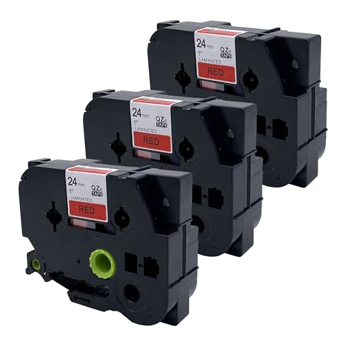 DULA Etikettenband - Kompatibel mit Brother P-Touch Tze-451-3 Stück - Schwarz auf rot - 24mm x 8m DULA Etikettenband - Kompatibel mit Brother P-Touch Tze-451-3 Stück - Schwarz auf rot - 24mm x 8m von DULA