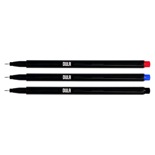 DULA Fineliner 3 farben 0.4mm - Fineliner-Set - Farbige Stifte - Zeichnen & Malen - 3 Stifte in Schwarz, Rot, Blau von DULA