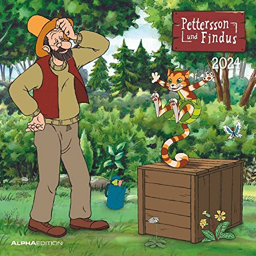 Pettersson & Findus - Broschurkalender 2024 - Alpha Edition-Verlag - Kinderkalender mit Poster - Wandkalender mit Bildern und Platz für Eintragungen - 30 cm x 30 cm (offen 30 cm x 60 cm) von DUMONT
