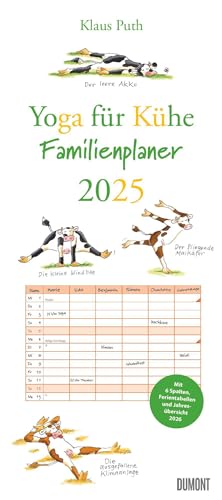 Yoga für Kühe Familienplaner 2025 – Wandkalender – Familien-Kalender mit 6 Spalten – Format 22 x 49,5 cm von DUMONT