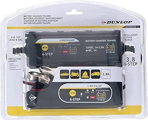 Dunlop Automotive Batterieladegerät-Trainer - 6/12 V - Intelligent - 6 Phasen - Indikatoren - IP65 Dunlop Automotive Batterieladegerät-Trainer - 6/12 V - Intelligent - 6 Phasen - Indikatoren - IP65 von Dunlop Automotive