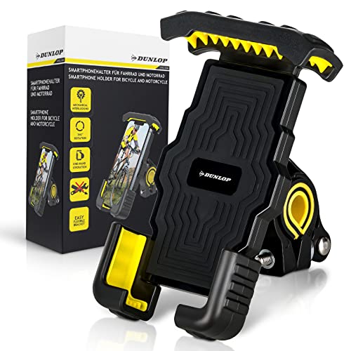 Dunlop Automotive Handyhalterung Fahrrad Motorrad Halterung - SICHERE Universal Handy für iPhone 13 Pro Max Mini 12 Smartphone von 4, 7-6, 8 Zoll - 360 Grad Anti Shake + Scratch von DUNLOP