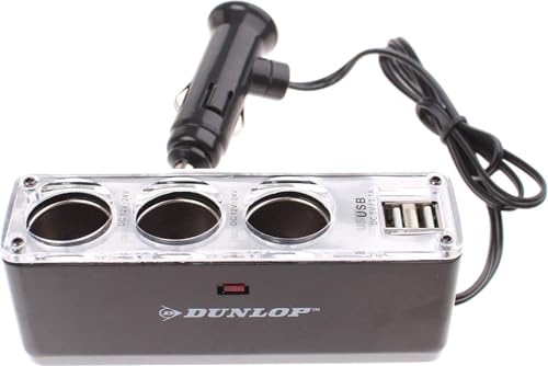 Dunlop Dreifachsteckdose - Multi-Funktion Power Auto Adapter mit 3-Fach KFZ Zigarettenanzünder Verteiler Splitter für GPS und Mehr - 12-24 V - Schwarz Dunlop Dreifachsteckdose - Multi-Funktion Power Auto Adapter mit 3-Fach KFZ Zigarettenanzünder Verteiler Splitter für GPS und Mehr - 12-24 V - Schwarz von GRUNDIG