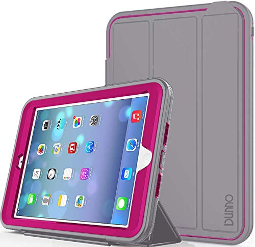 Dunno Schutzhülle für iPad Mini 2, iPad Mini 3, robust, mit automatischer Sleep/Wake-Funktion, 3-lagiges Design, Grau / Rosa von DUNNO