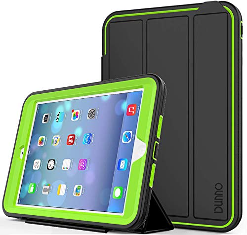 DUNNO Robuste Schutzhülle für iPad Mini 1/2/3, mit automatischer Sleep/Wake-Up-Ständer, Folio- und dreilagiges Design, Schwarz / Grün von DUNNO