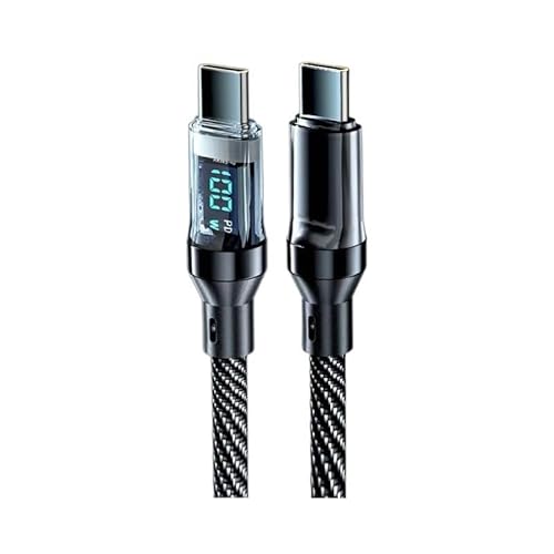 USB C auf USB C Kabel, 1M Nylongeflecht Type-C Kabel,100W PD Schnellladekabel mit LED Display für Samsung Xiaomi MacBook Pro Huawei von DUOBAGMA