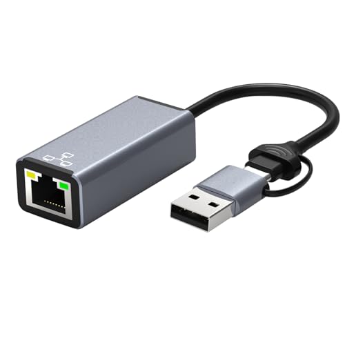 USB Ethernet Adapter 1000/100Mbps USB Typ C auf RJ45 Gigabit Netzwerkkarte Mini PC Desktops Laptop Zubehör Plug and Play von DUOBAGMA