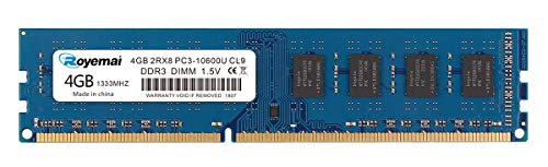 4GB DDR3 10600 RAM, DDR3 1333 PC3-10600U 4GB DDR3 2Rx8 240-pin Dimm CL9 1,5V Desktop Arbeitsspeicher Memory Module Upgrade von DUOMEIQI
