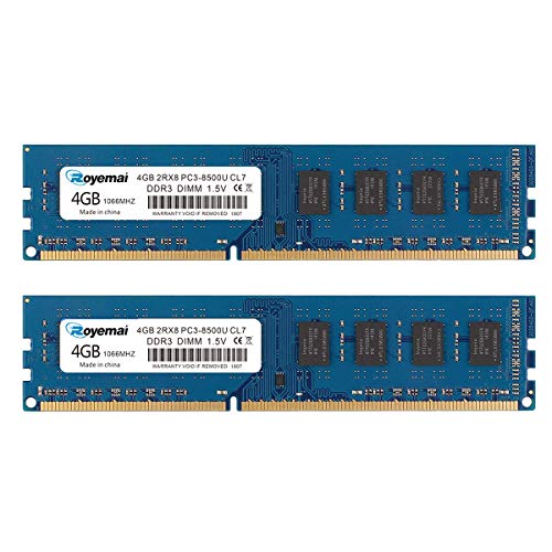 DDR3 1066 PC3-8500U 8GB Kit (2X4 GB) RAM 4GB 2Rx8 240-pin Dimm CL7 1,5V Desktop Arbeitsspeicher Module Upgrade von DUOMEIQI