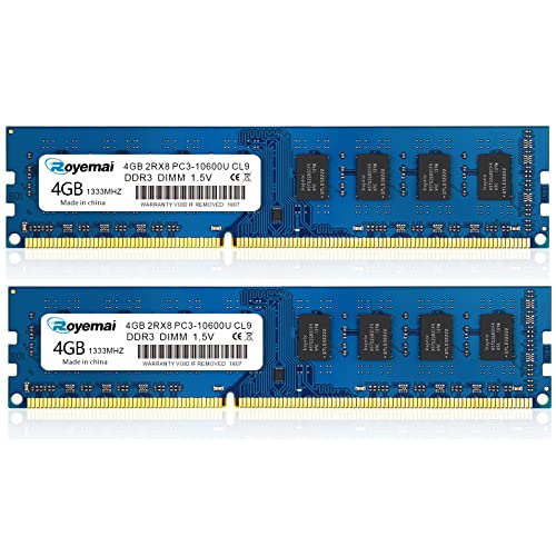 DDR3 1333 PC3-10600U 8GB Kit (2X4 GB) RAM 4GB 2Rx8 240-pin Dimm CL9 1,5V Desktop Arbeitsspeicher Module Upgrade von DUOMEIQI