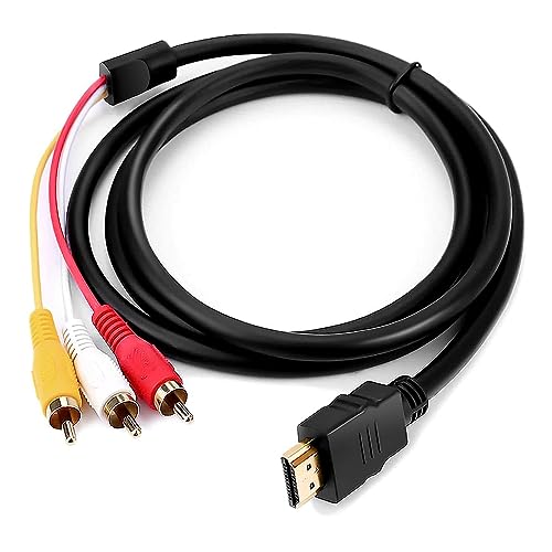 DUOYHIEL HDMI auf Cinch-Kabel, 1080p, 1,5 m, HDMI-Stecker auf 3 Cinch-Buchsen, Audio-, Video-, TV-Kabel-Anschluss, Adapter, Transmitter für TV, HDTV, DVD-Player von DUOYHIEL