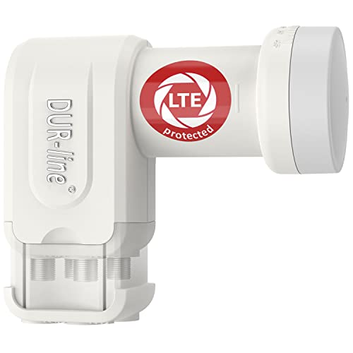 DUR-line +Ultra Quattro LNB - nur für Multischalter weiß - mit LTE-Filter [ Test SEHR GUT *] digital mit Wetterschutz, Full HD, 4K,Premium-Qualität von DUR-line