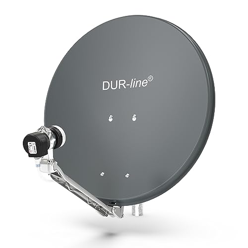 DUR-line 1 Teilnehmer Set - Qualitäts-Alu-Satelliten-Komplettanlage - Select 60cm/65cm Spiegel/Schüssel Anthrazit + Single LNB - für 1 Receiver/TV [Neuste Technik, DVB-S2, 4K, 3D] von DUR-line