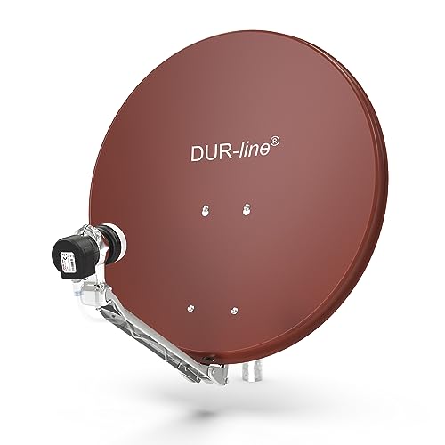 DUR-line 1 Teilnehmer Set - Qualitäts-Alu-Satelliten-Komplettanlage - Select 60cm/65cm Spiegel/Schüssel Rot + Single LNB - für 1 Receiver/TV [Neuste Technik, DVB-S2, 4K, 3D] von DUR-line