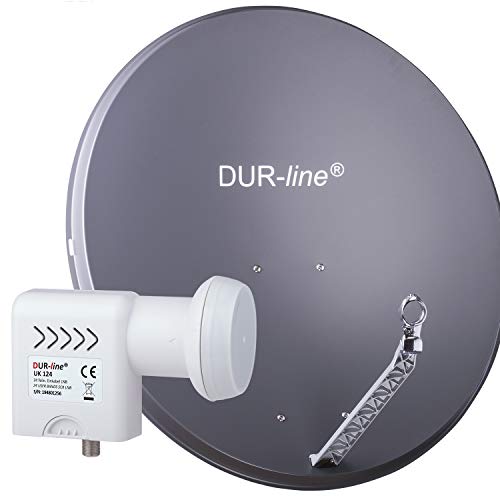 DUR-line 24 Teilnehmer Unicable-Set - Qualitäts-Alu-Satelliten-Komplettanlage - Select 85cm/90cm Spiegel/Schüssel Anthrazit + Unicable LNB(UK 124) - für 24 Receiver/TV [Neuste Technik, DVB-S2, 4K, 3D] von DUR-line