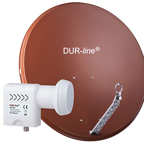 DUR-line 24 Teilnehmer Unicable-Set - Qualitäts-Alu-Satelliten-Komplettanlage - Select 85cm/90cm Spiegel/Schüssel Rot + Unicable LNB(UK 124) - für 24 Receiver/TV [Neuste Technik, DVB-S2, 4K, 3D] von DUR-line