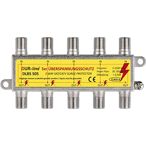 DUR-line 5 Fach Sat-Überspannungsschutz - Blitzschutz -5 x Überspannungsschutz in 1 Gehäuse DLBS 505 von DUR-line