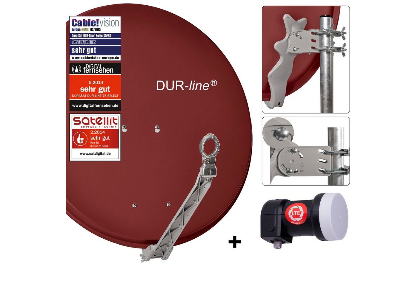 DUR-line DUR-line 1 Teilnehmer Set - Qualitäts-Alu-Satelliten-Komplettanlage - Sat-Spiegel DUR-line DUR-line 1 Teilnehmer Set - Qualitäts-Alu-Satelliten-Komplettanlage - Sat-Spiegel von DUR-line