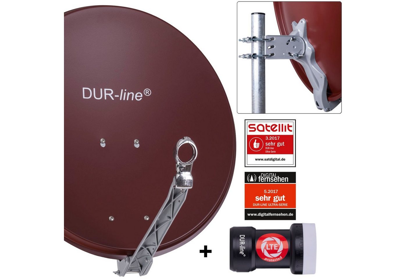 DUR-line DUR-line 1 Teilnehmer Set - Qualitäts-Alu-Satelliten-Komplettanlage - Sat-Spiegel DUR-line DUR-line 1 Teilnehmer Set - Qualitäts-Alu-Satelliten-Komplettanlage - Sat-Spiegel von DUR-line