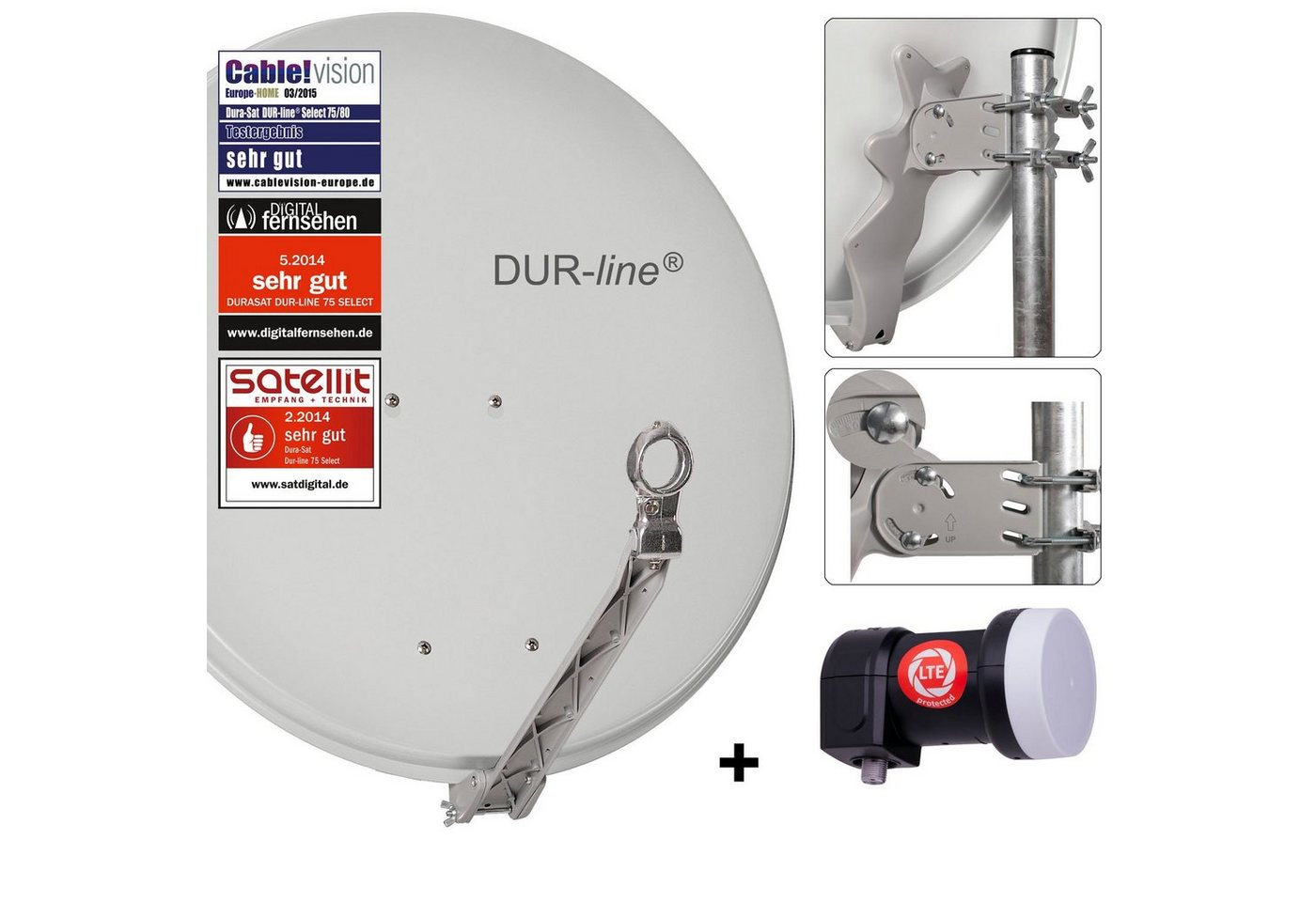 DUR-line DUR-line 1 Teilnehmer Set - Qualitäts-Alu-Satelliten-Komplettanlage - Sat-Spiegel DUR-line DUR-line 1 Teilnehmer Set - Qualitäts-Alu-Satelliten-Komplettanlage - Sat-Spiegel von DUR-line