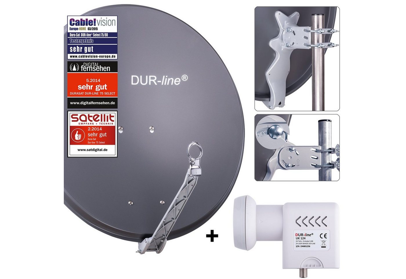 DUR-line DUR-line 24 Teilnehmer Unicable-Set - Qualitäts-Alu-Satelliten-Komplet Sat-Spiegel DUR-line DUR-line 24 Teilnehmer Unicable-Set - Qualitäts-Alu-Satelliten-Komplet Sat-Spiegel von DUR-line