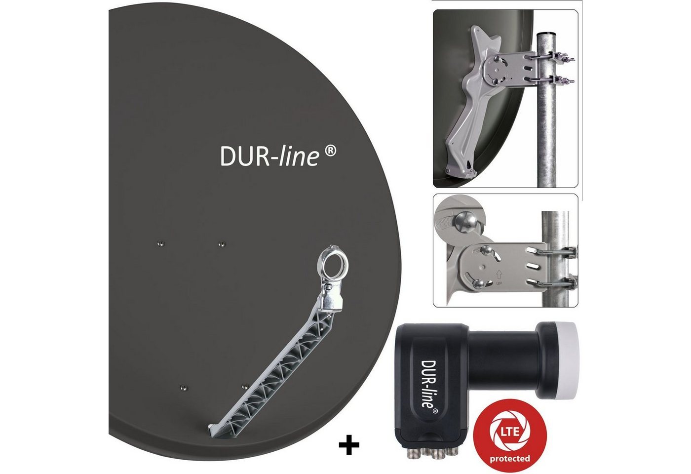 DUR-line DUR-line 4 Teilnehmer Set - Qualitäts-Alu-Satelliten-Komplettanlage - Sat-Spiegel DUR-line DUR-line 4 Teilnehmer Set - Qualitäts-Alu-Satelliten-Komplettanlage - Sat-Spiegel von DUR-line