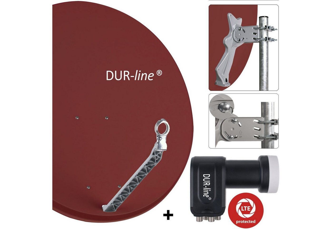 DUR-line DUR-line 4 Teilnehmer Set - Qualitäts-Alu-Satelliten-Komplettanlage - Sat-Spiegel DUR-line DUR-line 4 Teilnehmer Set - Qualitäts-Alu-Satelliten-Komplettanlage - Sat-Spiegel von DUR-line