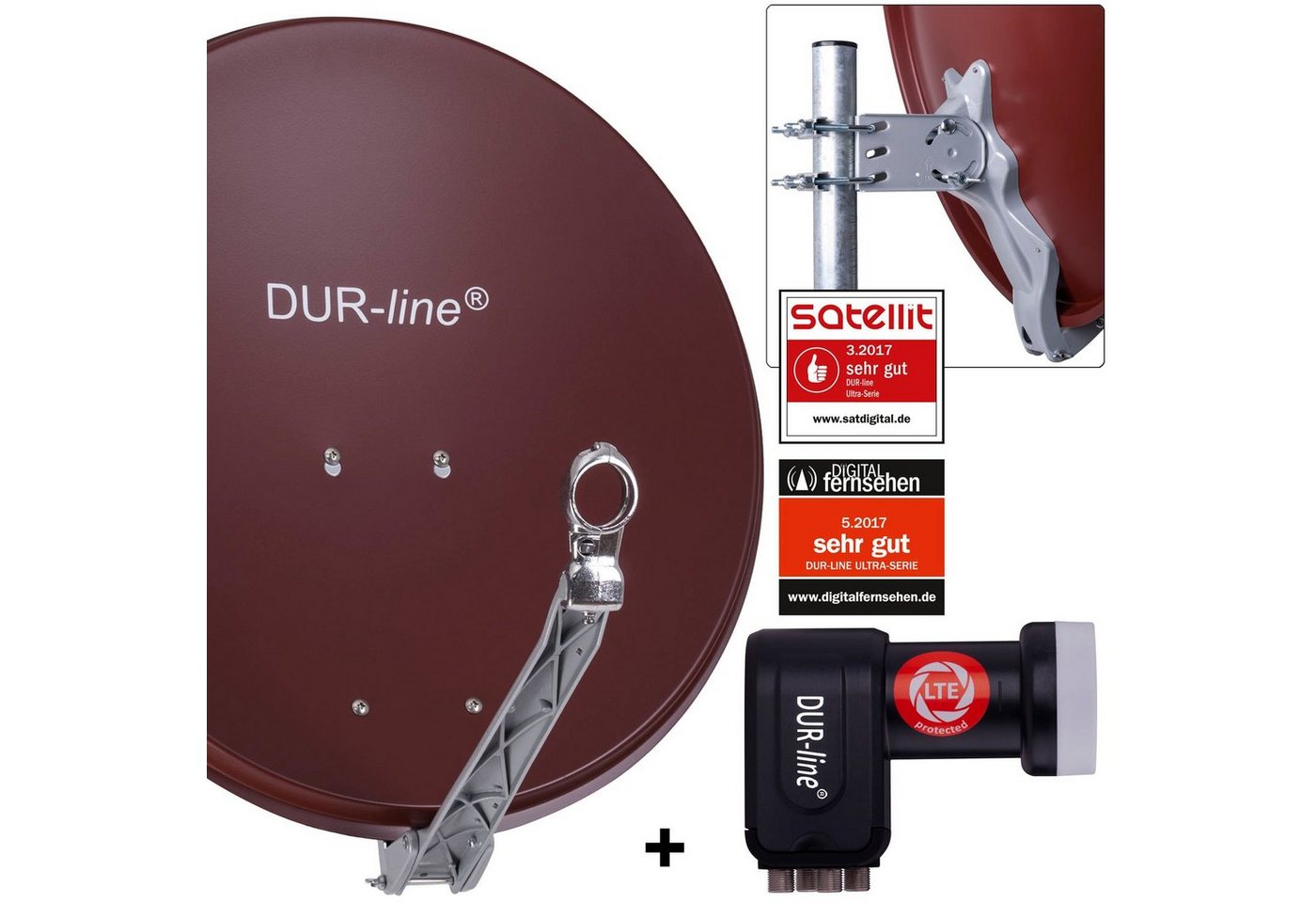 DUR-line DUR-line 4 Teilnehmer Set - Qualitäts-Alu-Satelliten-Komplettanlage - Sat-Spiegel DUR-line DUR-line 4 Teilnehmer Set - Qualitäts-Alu-Satelliten-Komplettanlage - Sat-Spiegel von DUR-line