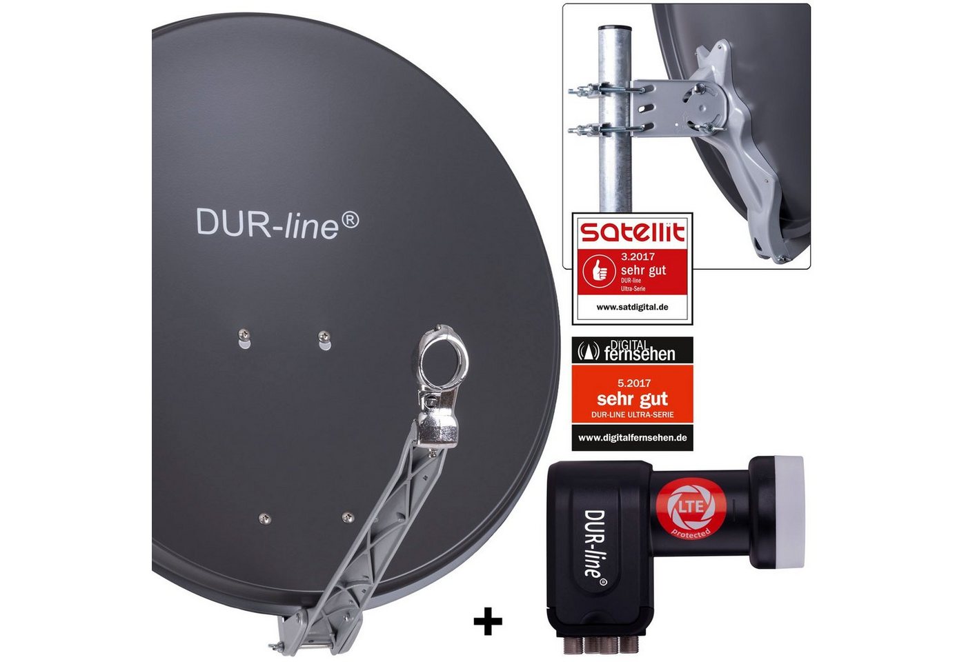 DUR-line DUR-line 4 Teilnehmer Set - Qualitäts-Alu-Satelliten-Komplettanlage - Sat-Spiegel DUR-line DUR-line 4 Teilnehmer Set - Qualitäts-Alu-Satelliten-Komplettanlage - Sat-Spiegel von DUR-line