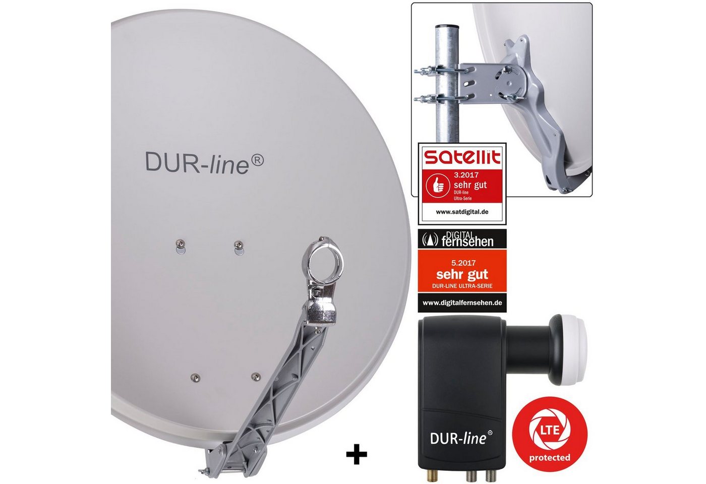 DUR-line DUR-line 6 Teilnehmer Unicable-Set - Qualitäts-Alu-Satelliten-Komplett Sat-Spiegel DUR-line DUR-line 6 Teilnehmer Unicable-Set - Qualitäts-Alu-Satelliten-Komplett Sat-Spiegel von DUR-line