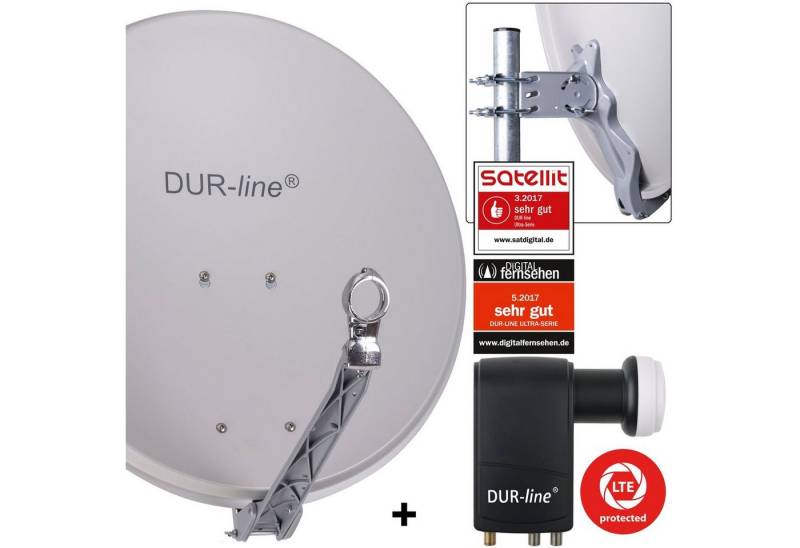 DUR-line DUR-line 6 Teilnehmer Unicable-Set - Qualitäts-Alu-Satelliten-Komplett Sat-Spiegel von DUR-line