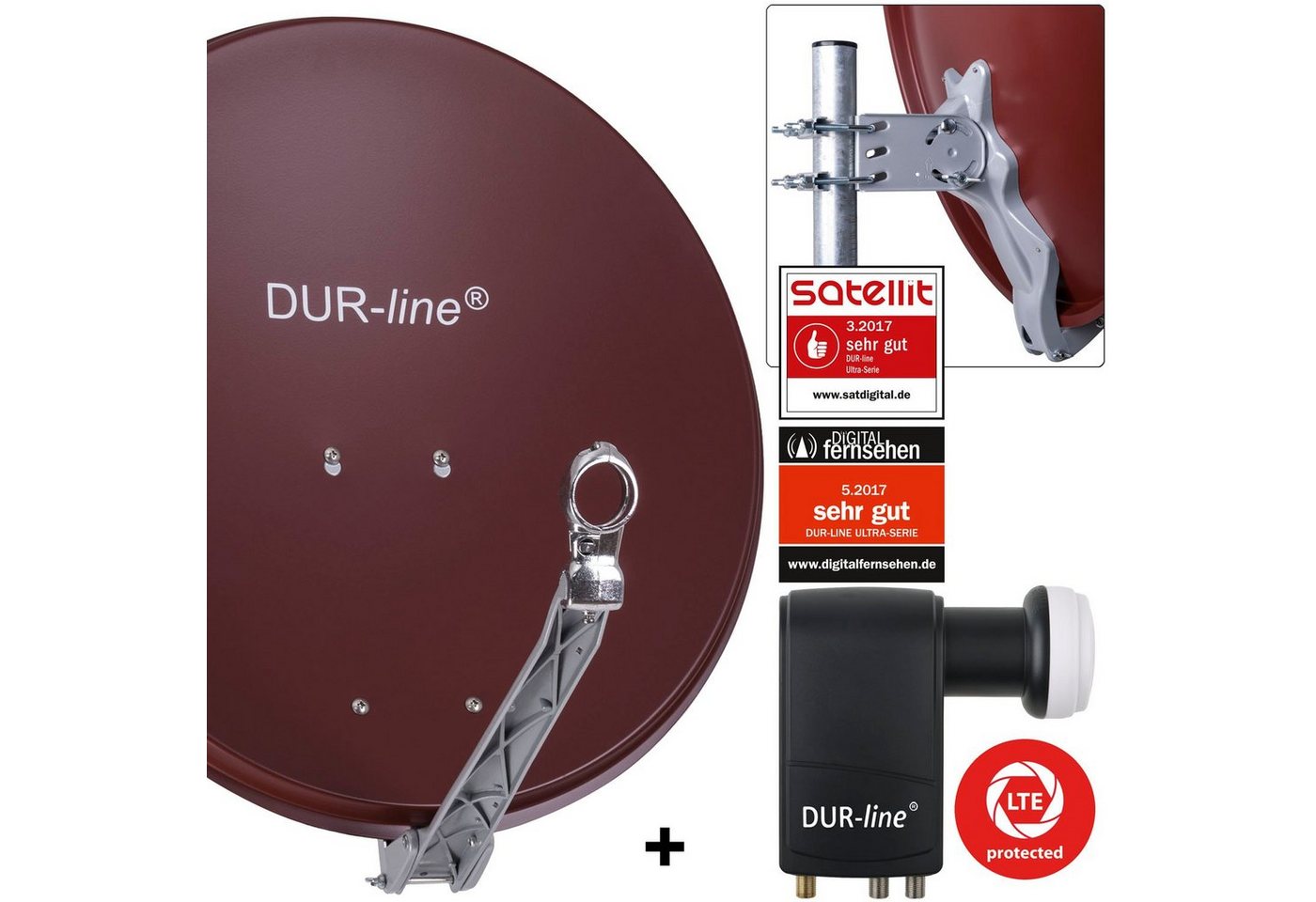 DUR-line DUR-line 6 Teilnehmer Unicable-Set - Qualitäts-Alu-Satelliten-Komplett Sat-Spiegel DUR-line DUR-line 6 Teilnehmer Unicable-Set - Qualitäts-Alu-Satelliten-Komplett Sat-Spiegel von DUR-line