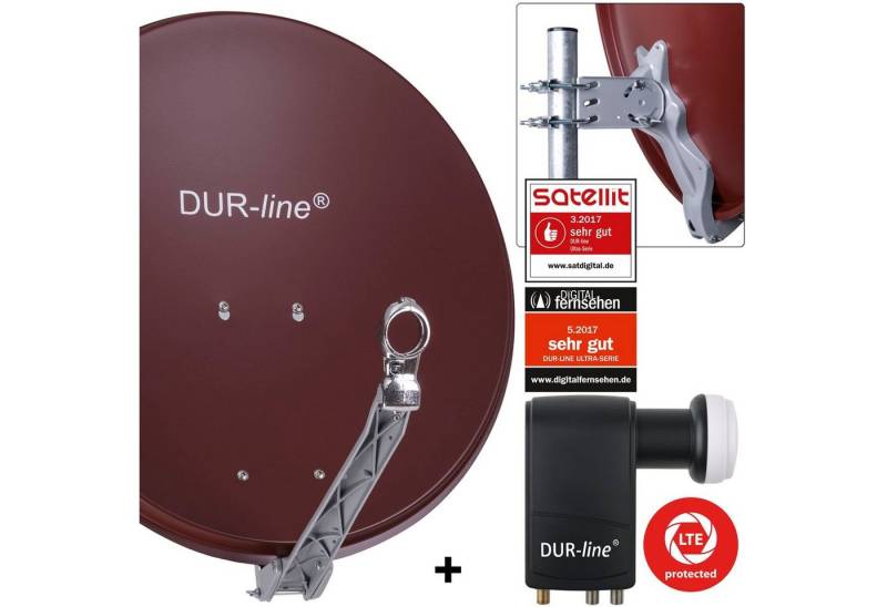 DUR-line DUR-line 6 Teilnehmer Unicable-Set - Qualitäts-Alu-Satelliten-Komplett Sat-Spiegel von DUR-line
