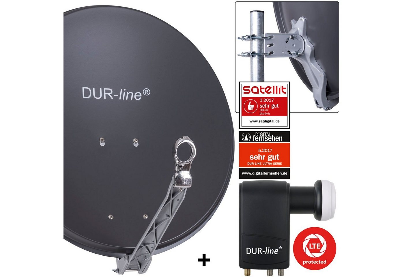 DUR-line DUR-line 6 Teilnehmer Unicable-Set - Qualitäts-Alu-Satelliten-Komplett Sat-Spiegel DUR-line DUR-line 6 Teilnehmer Unicable-Set - Qualitäts-Alu-Satelliten-Komplett Sat-Spiegel von DUR-line