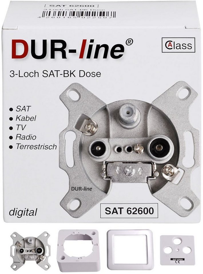 DUR-line DUR-line Antennendose 3-loch SAT, Kabelfernsehen, DVB-T, Radio, SAT-Kabel von DUR-line